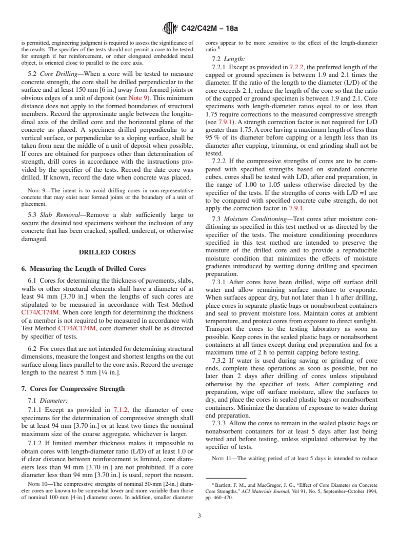 ASTM C42/C42M-18a - Standard Test Method for  Obtaining and Testing Drilled Cores and Sawed Beams of Concrete