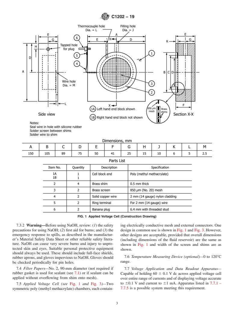 ASTM C1202-19 - Standard Test Method for  Electrical Indication of Concrete&#x2019;s Ability to Resist  Chloride Ion Penetration