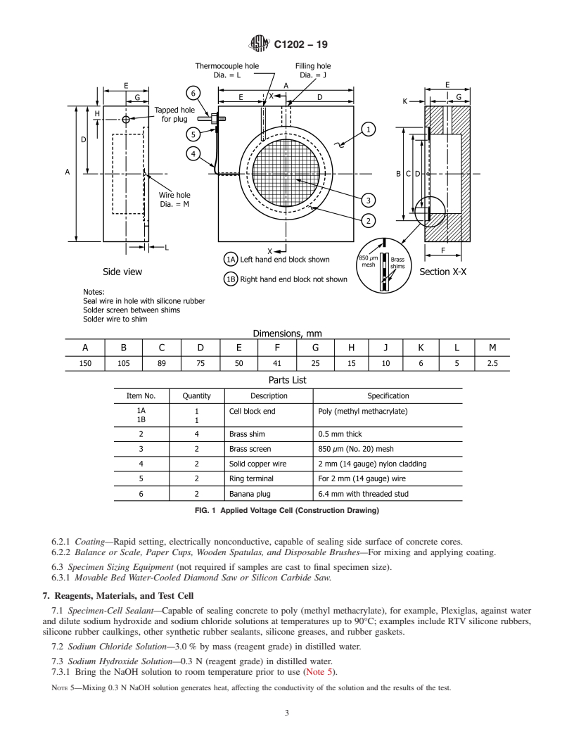 REDLINE ASTM C1202-19 - Standard Test Method for  Electrical Indication of Concrete&#x2019;s Ability to Resist  Chloride Ion Penetration