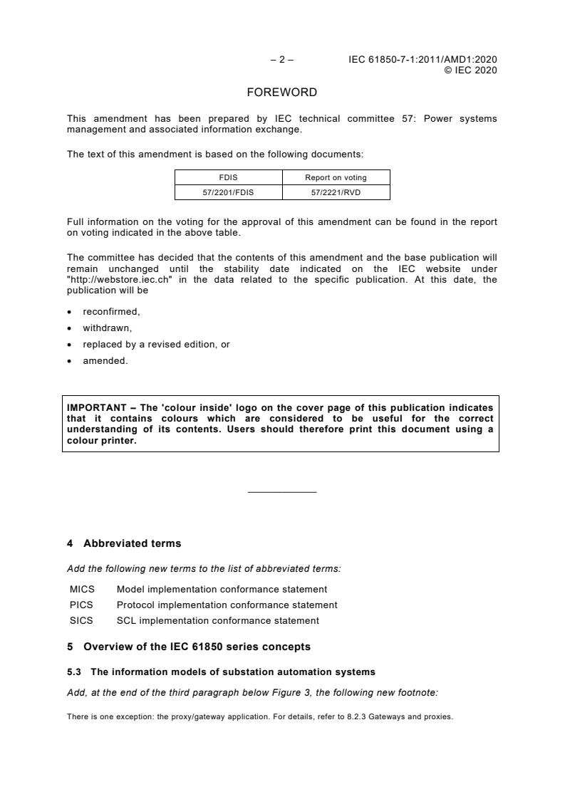 IEC 61850-7-1:2011/AMD1:2020 IEC 61850-7-1:2011/AMD1:2020 - Amendment 1 - Communication networks and systems for power utility automation - Part 7-1: Basic communication structure - Principles and models - Page 4 preview
