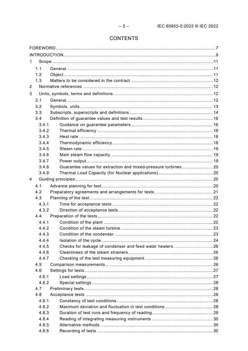 IEC 60953-0:2022 IEC 60953-0:2022 - Rules for steam turbine thermal acceptance tests - Part 0: Wide range of accuracy for various types and sizes of turbines - Page 4 preview