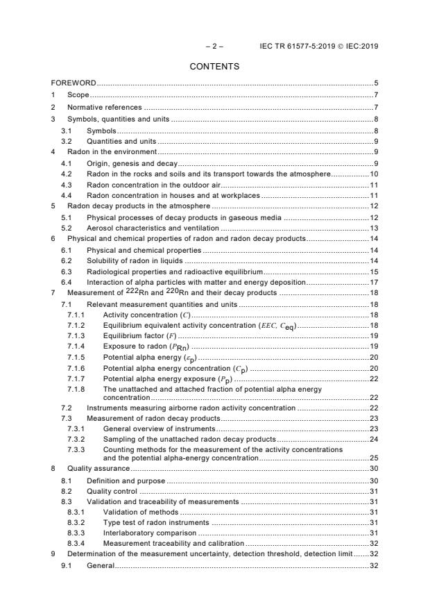 IEC TR 61577-5:2019 IEC TR 61577-5:2019 - Radiation protection instrumentation - Radon and radon decay product measuring instruments - Part 5: General properties of radon and radon decay products and their measurement methods - Page 4 preview