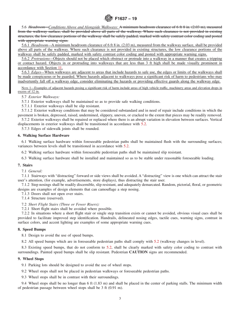 REDLINE ASTM F1637-19 - Standard Practice for  Safe Walking Surfaces