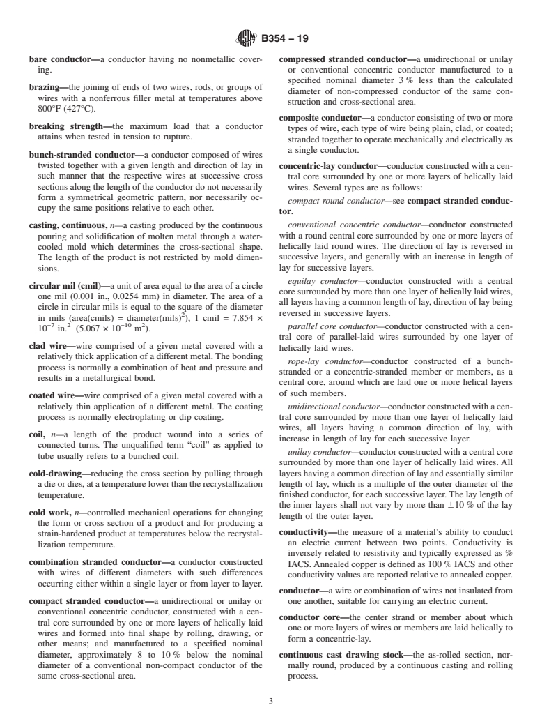 ASTM B354-19 - Standard Terminology Relating to Uninsulated Metallic Electrical Conductors