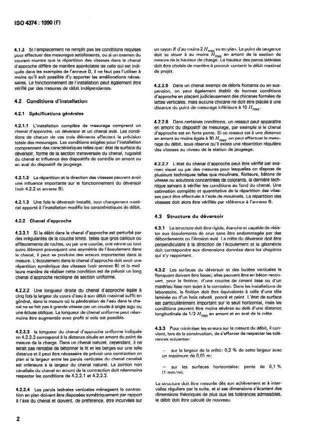 ISO 4374:1990 ISO 4374:1990 - Mesure de débit des liquides dans les canaux découverts -- Déversoirs horizontaux a seuil épais arrondi - Page 4 preview