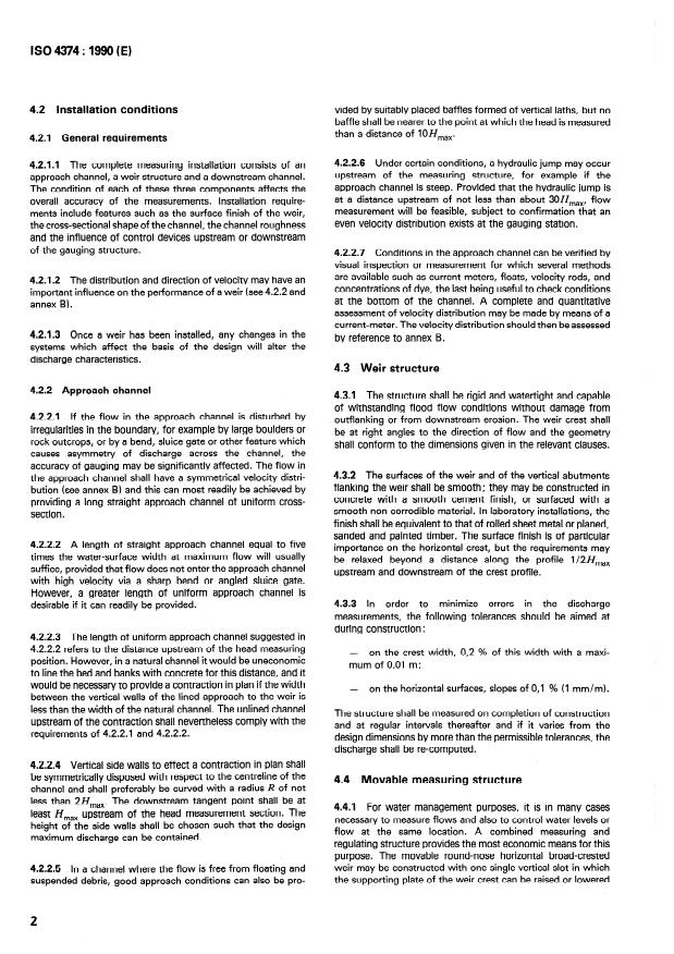 ISO 4374:1990 ISO 4374:1990 - Liquid flow measurement in open channels -- Round-nose horizontal broad-crested weirs - Page 4 preview