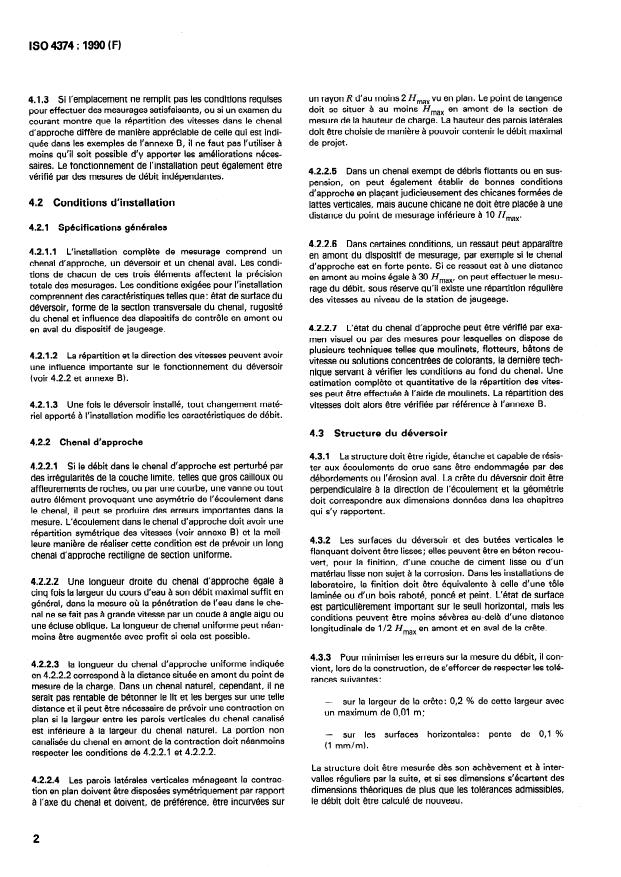 ISO 4374:1990 ISO 4374:1990 - Mesure de débit des liquides dans les canaux découverts -- Déversoirs horizontaux a seuil épais arrondi - Page 4 preview