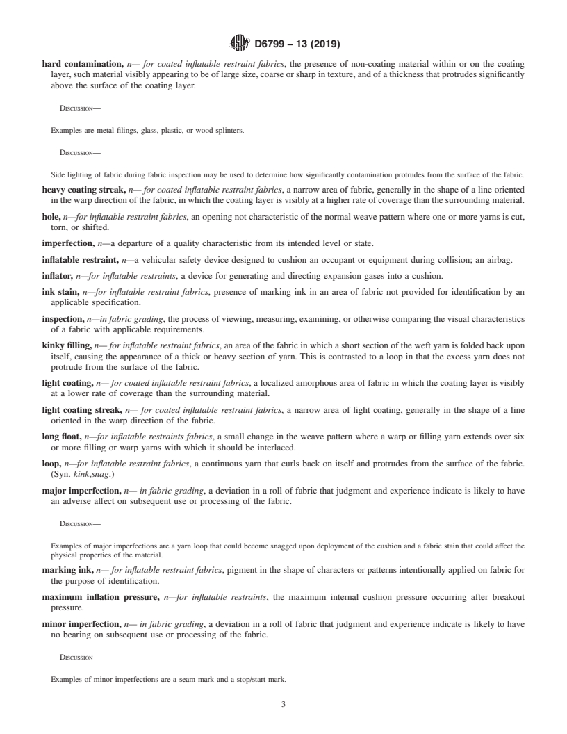 REDLINE ASTM D6799-13(2019) - Standard Terminology Relating to  Inflatable Restraints