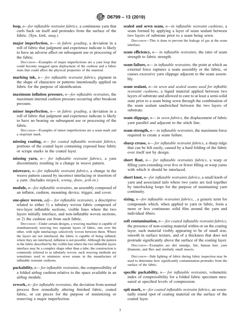 ASTM D6799-13(2019) - Standard Terminology Relating to  Inflatable Restraints