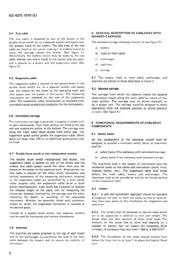 ISO 4375:1979 ISO 4375:1979 - Measurement of liquid flow in open channels -- Cableway system for stream gauging - Page 4 preview