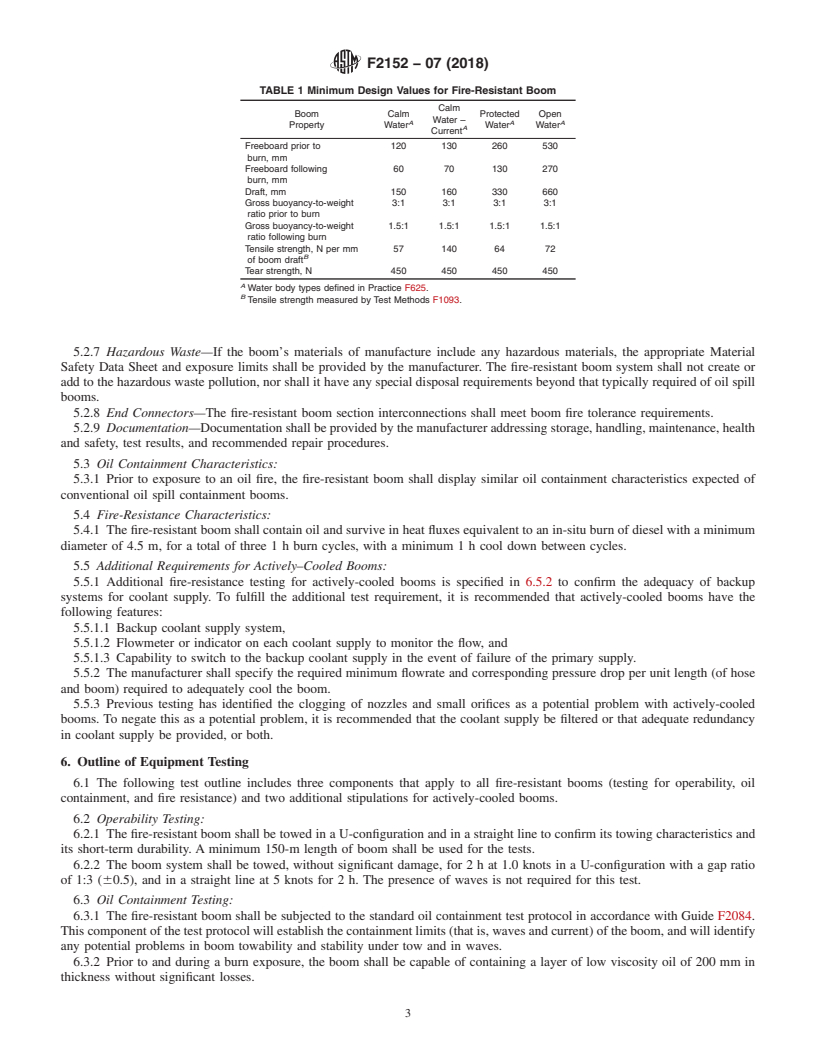 REDLINE ASTM F2152-07(2018) - Standard Guide for  In-Situ Burning of Spilled Oil: Fire-Resistant Boom