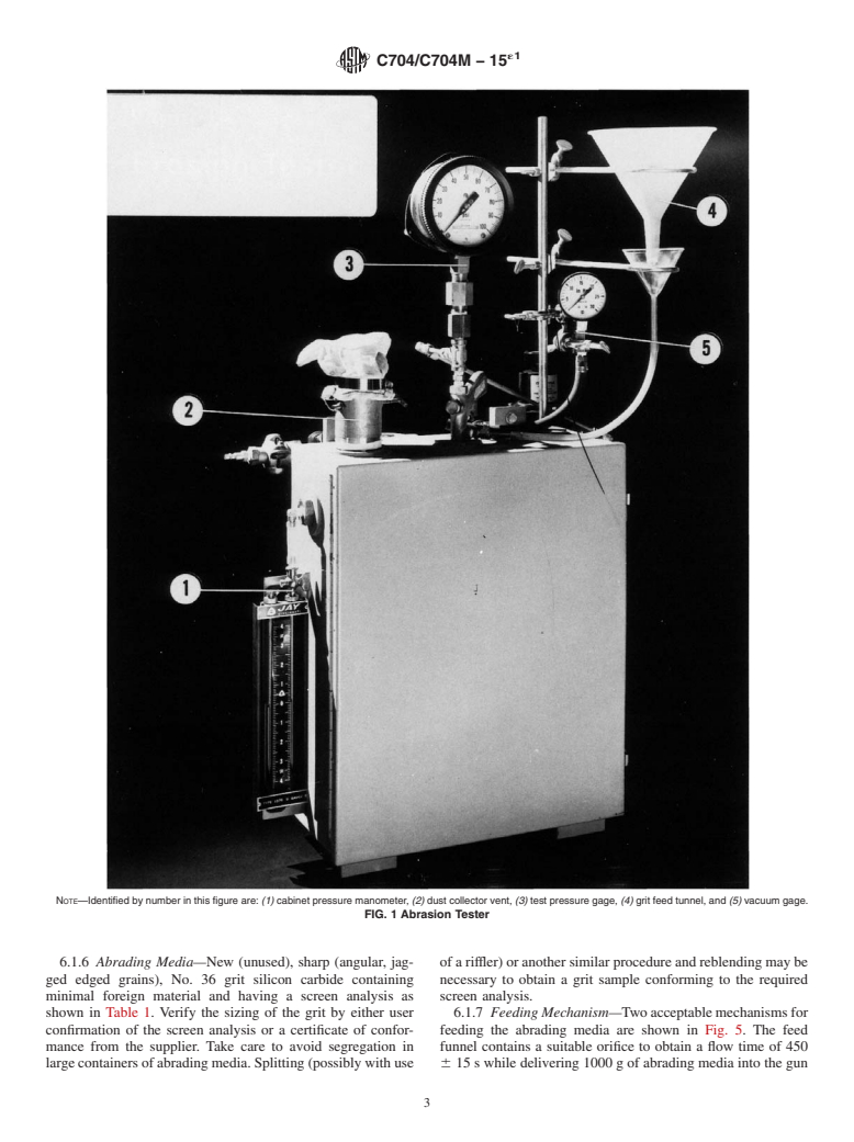 ASTM C704/C704M-15e1 - Standard Test Method for  Abrasion Resistance of Refractory Materials at Room Temperature