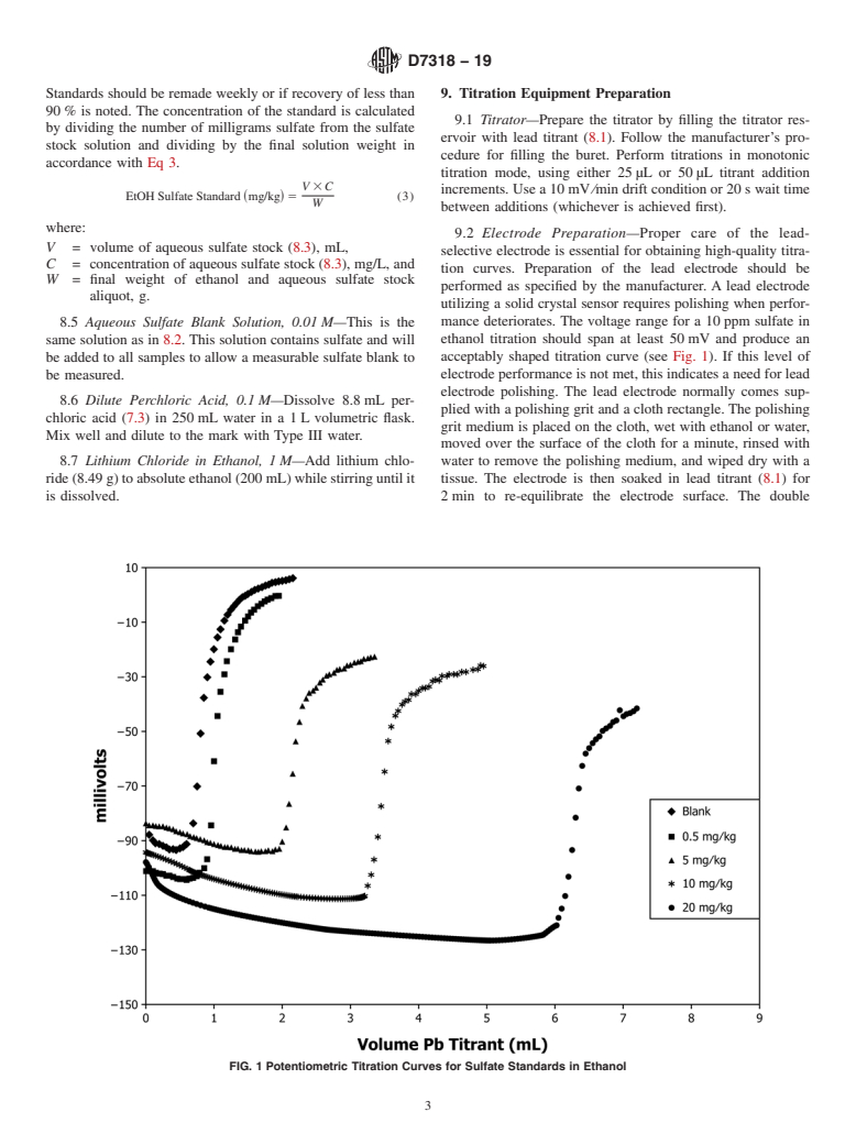 ASTM D7318-19 - Standard Test Method for  Existent Inorganic Sulfate in Ethanol by Potentiometric Titration