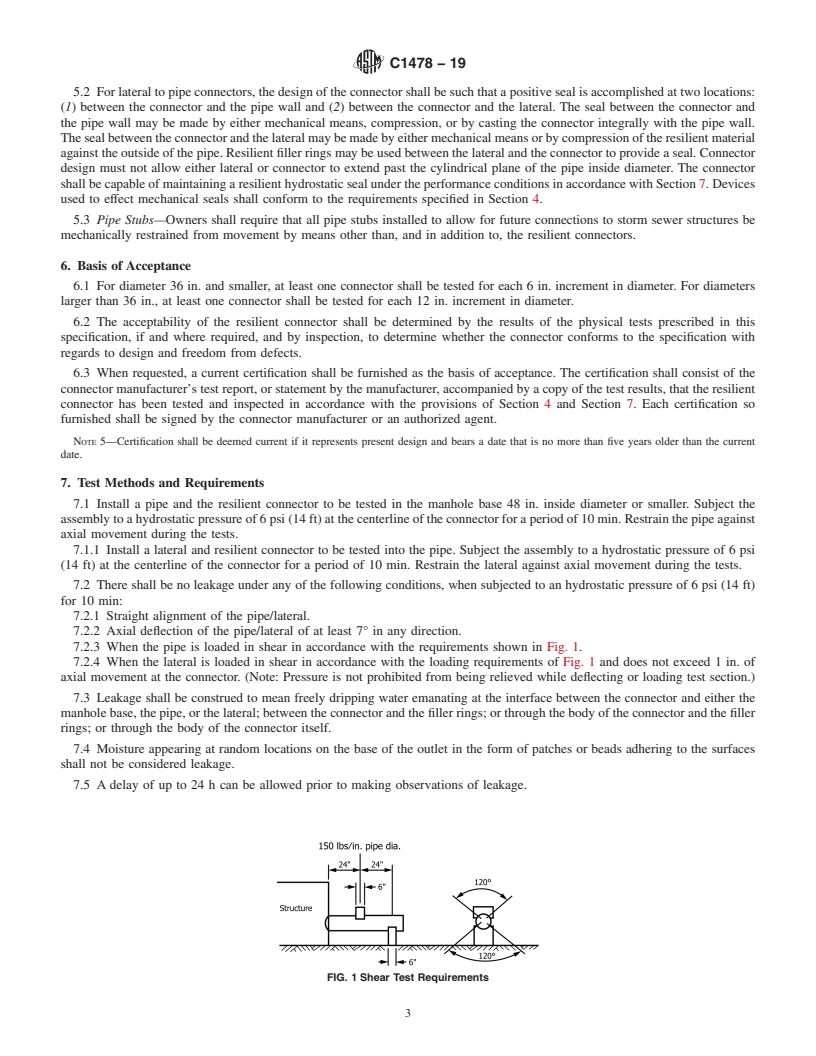 REDLINE ASTM C1478-19 - Standard Specification for  Storm Drain Resilient Connectors Between Reinforced Concrete  Storm Sewer Structures, Pipes, and Laterals