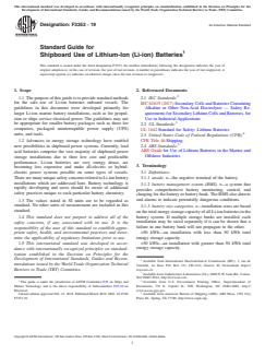 ASTM F3353-19 ASTM F3353-19 - Standard Guide for Shipboard Use of Lithium-Ion (Li-ion) Batteries - Page 1 preview