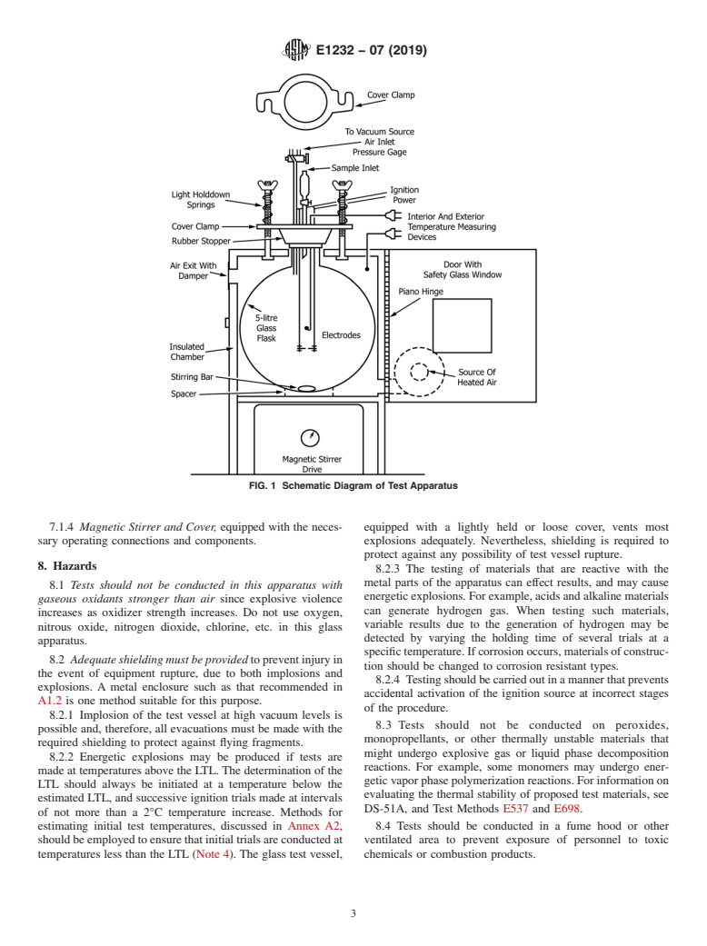 ASTM E1232-07(2019) - Standard Test Method for  Temperature Limit of Flammability of Chemicals