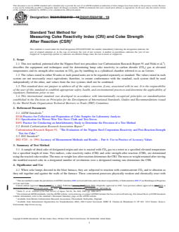 REDLINE ASTM D5341/D5341M-19 - Standard Test Method for  Measuring Coke Reactivity Index (CRI) and Coke Strength After  Reaction (CSR)