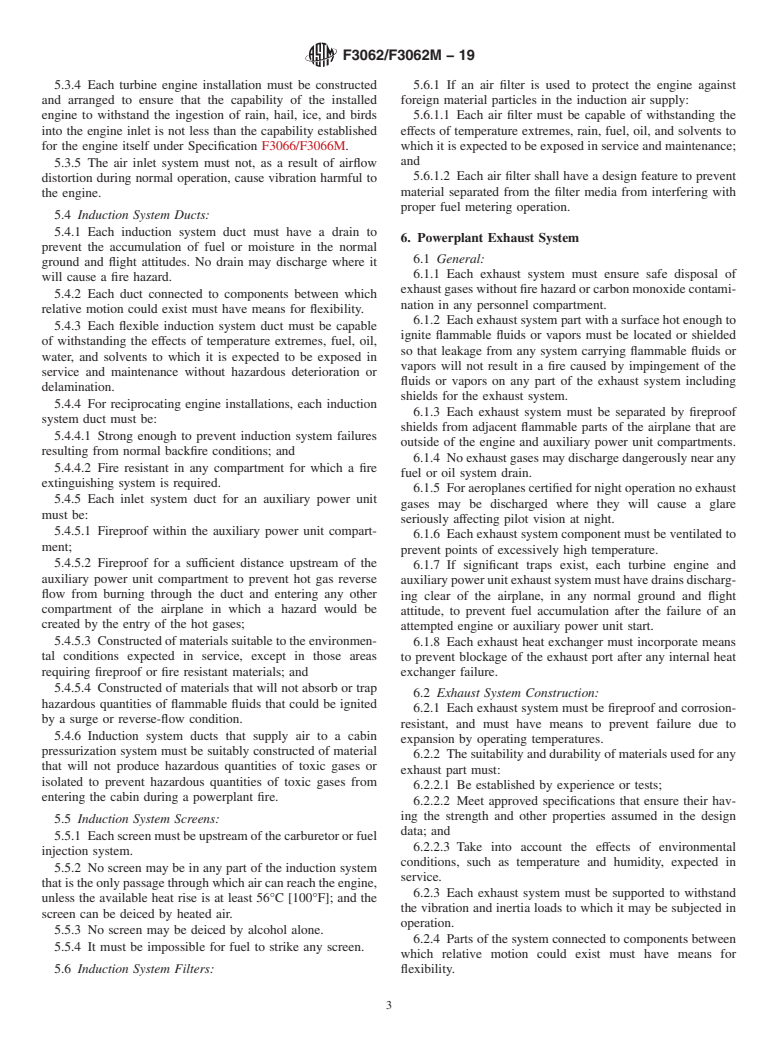 ASTM F3062/F3062M-19 - Standard Specification for Aircraft Powerplant Installation