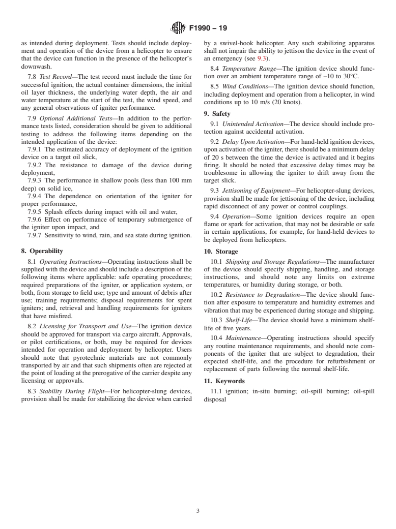 ASTM F1990-19 - Standard Guide for  In-Situ Burning of Spilled Oil: Ignition Devices