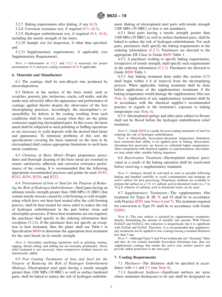 ASTM B633-19 - Standard Specification for Electrodeposited Coatings of Zinc on Iron and Steel