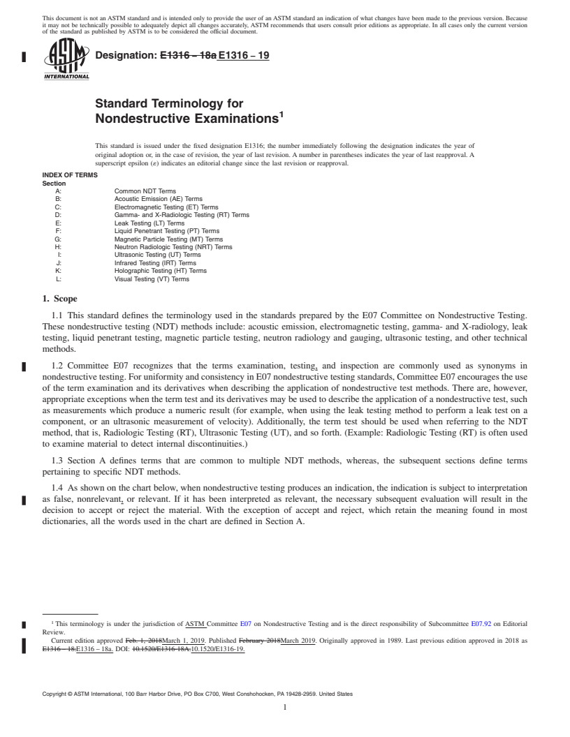 REDLINE ASTM E1316-19 - Standard Terminology for  Nondestructive Examinations