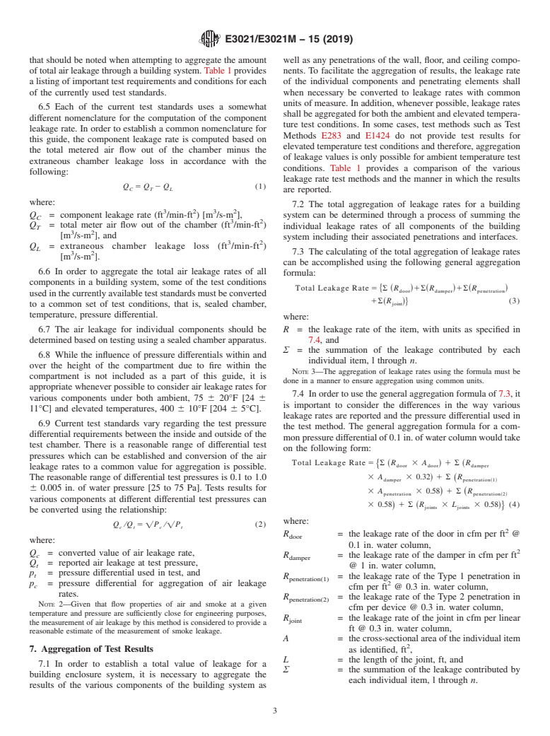 ASTM E3021/E3021M-15(2019) - Standard Guide for Evaluating the Relative Effectiveness of Building Systems to  Resist the Passage of Products of Combustion Based on the Aggregation  of Leakage Rates