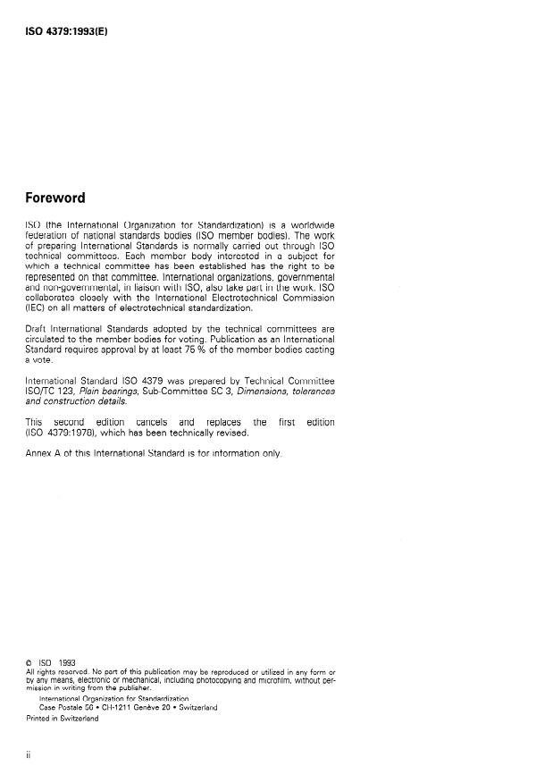 ISO 4379:1993 ISO 4379:1993 - Plain bearings -- Copper alloy bushes - Page 2 preview