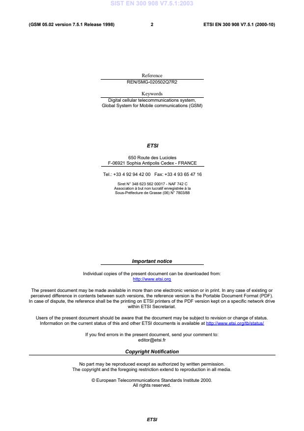 SIST EN 300 908 V7.5.1:2003 SIST EN 300 908 V7.5.1:2003 - Page 4 preview