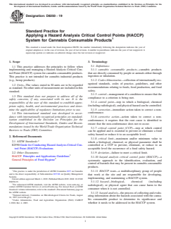 ASTM D8250-19 - Standard Practice for  Applying a Hazard Analysis Critical Control Points (HACCP)  System for Cannabis Consumable Products
