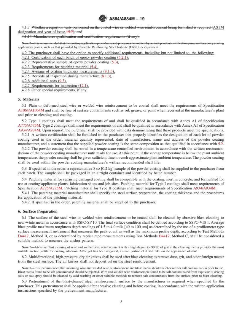 REDLINE ASTM A884/A884M-19 - Standard Specification for  Epoxy-Coated Steel Wire and Welded Wire Reinforcement