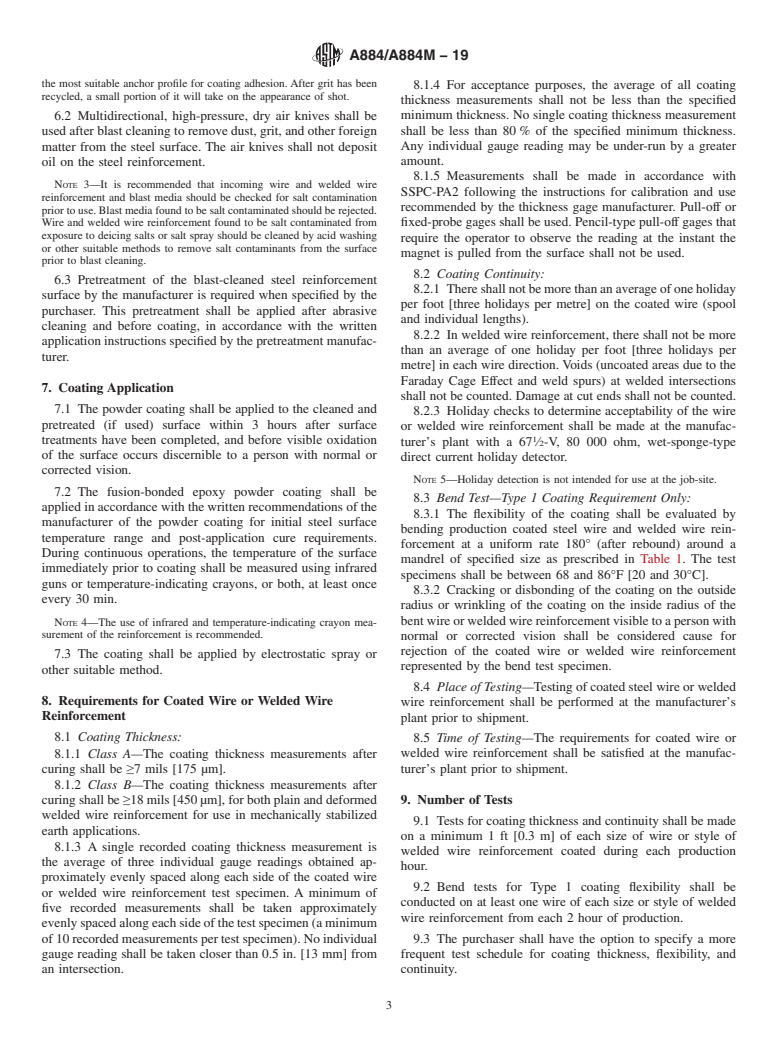 ASTM A884/A884M-19 - Standard Specification for  Epoxy-Coated Steel Wire and Welded Wire Reinforcement