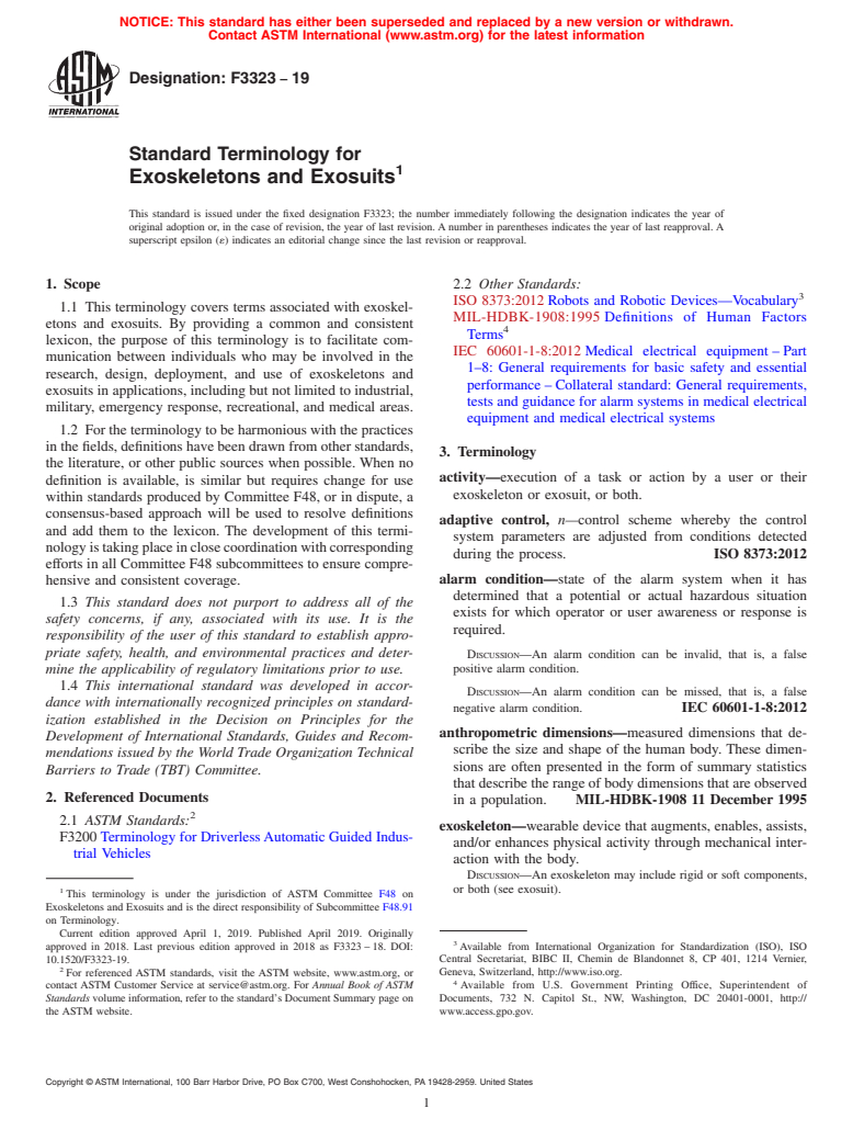 ASTM F3323-19 - Standard Terminology for Exoskeletons and Exosuits