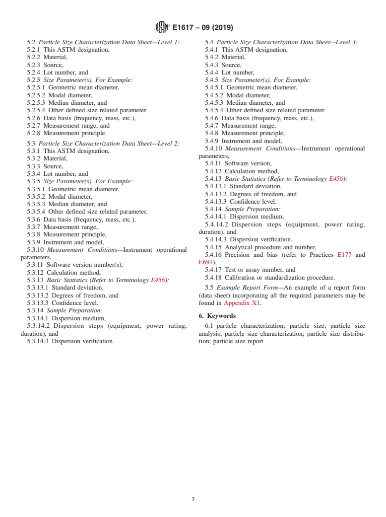 ASTM E1617-09(2019) - Standard Practice for  Reporting Particle Size Characterization Data