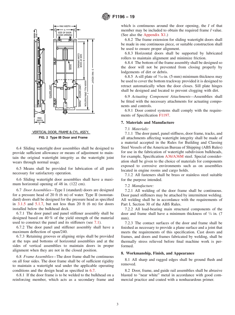 ASTM F1196-19 - Standard Specification for  Sliding Watertight Door Assemblies