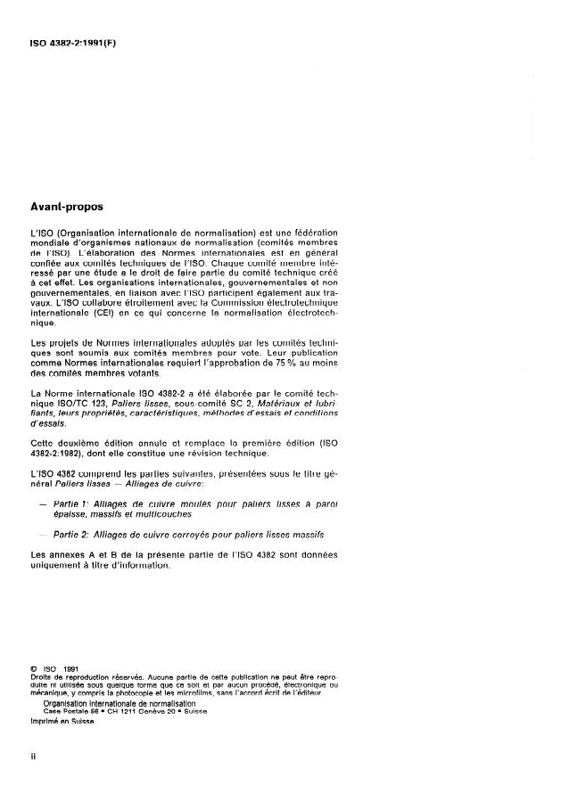 ISO 4382-2:1991 ISO 4382-2:1991 - Paliers lisses -- Alliages de cuivre - Page 2 preview