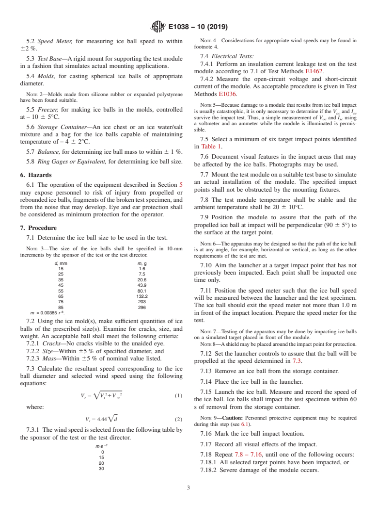 ASTM E1038-10(2019) - Standard Test Method for  Determining Resistance of Photovoltaic Modules to Hail by Impact  with Propelled Ice Balls