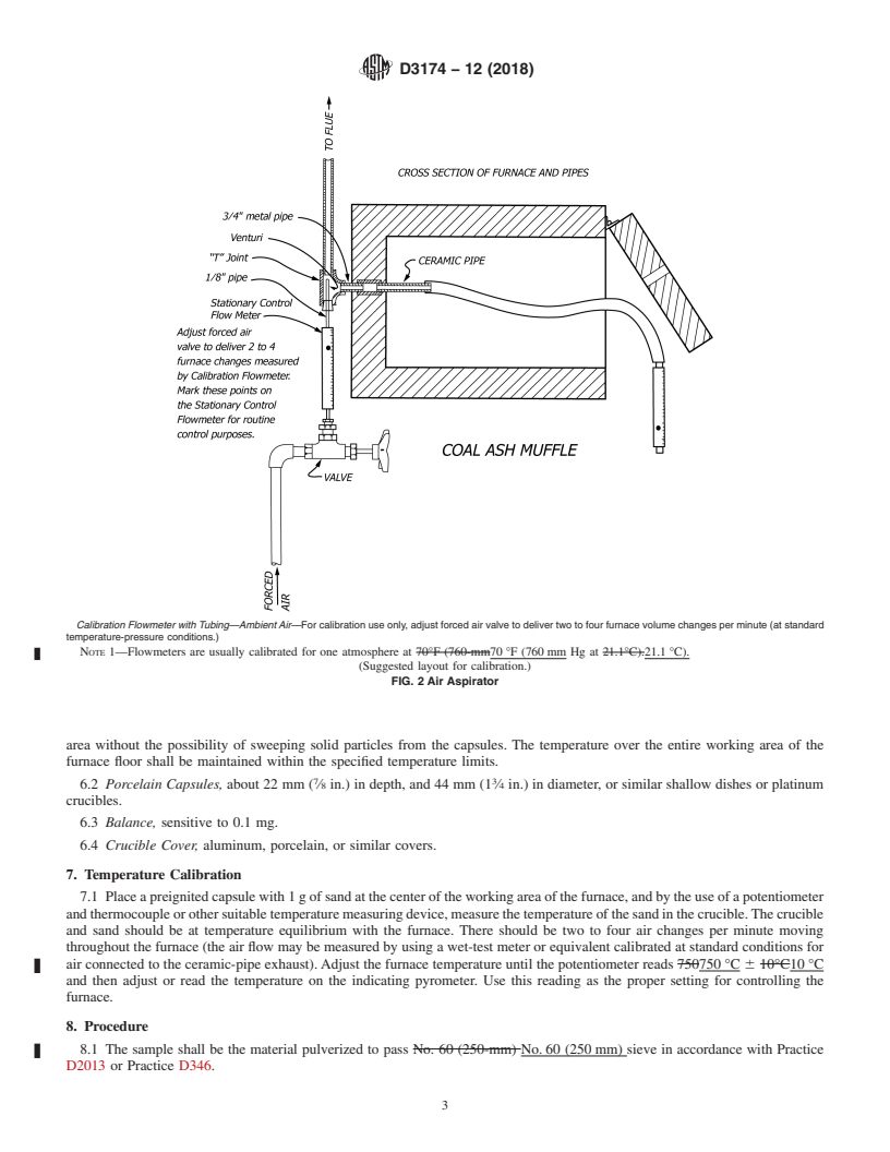 REDLINE ASTM D3174-12(2018) - Standard Test Method for  Ash in the Analysis Sample of Coal and Coke from Coal