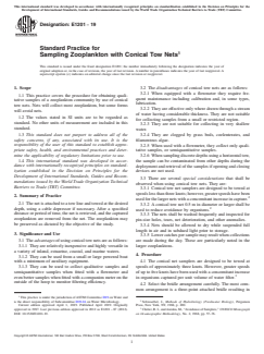 ASTM E1201-19 ASTM E1201-19 - Standard Practice for Sampling Zooplankton with Conical Tow Nets - Page 1 preview