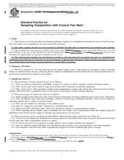ASTM E1201-19 REDLINE ASTM E1201-19 - Standard Practice for Sampling Zooplankton with Conical Tow Nets - Page 1 preview