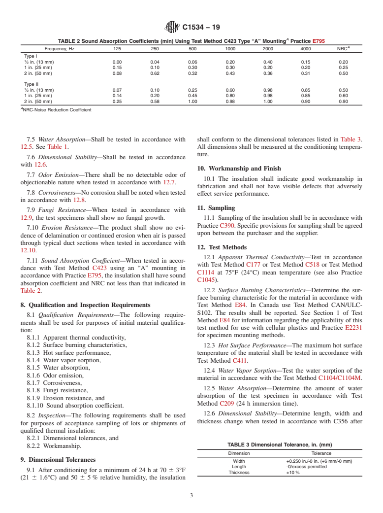 ASTM C1534-19 - Standard Specification for  Flexible Polymeric Foam Sheet Insulation Used as a Thermal  and Sound Absorbing Liner for Duct Systems