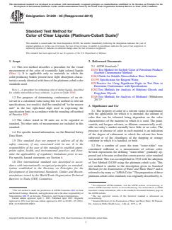 ASTM D1209-05(2019) ASTM D1209-05(2019) - Standard Test Method for Color of Clear Liquids (Platinum-Cobalt Scale) - Page 1 preview