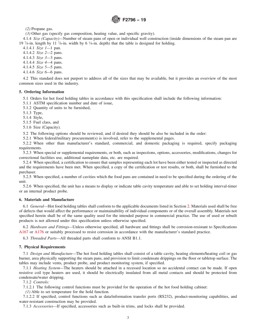 REDLINE ASTM F2796-19 - Standard Specification for  Hot Food Holding Tables