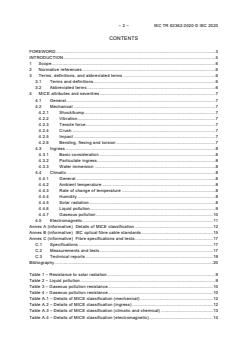 IEC TR 62362:2020 - Selection of optical fibre cable specifications relative to mechanical, ingress, climatic or electromagnetic characteristics - Guidance - Page 4 preview