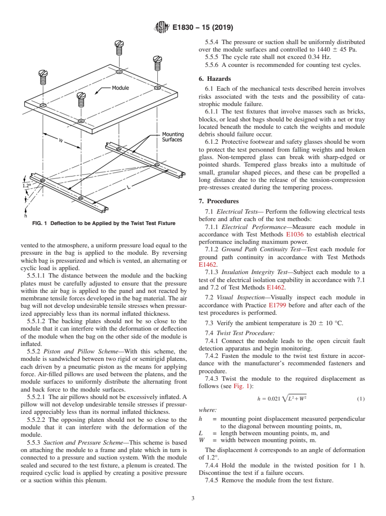 ASTM E1830-15(2019) - Standard Test Methods for  Determining Mechanical Integrity of Photovoltaic Modules