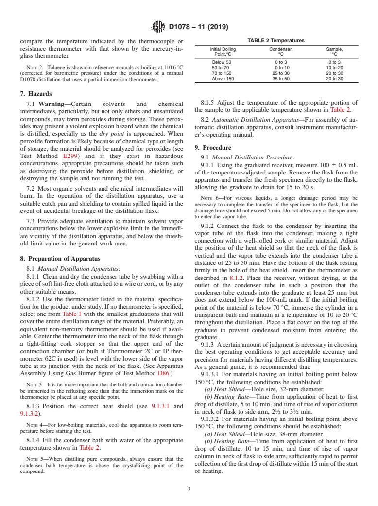 ASTM D1078-11(2019) - Standard Test Method for  Distillation Range of Volatile Organic Liquids