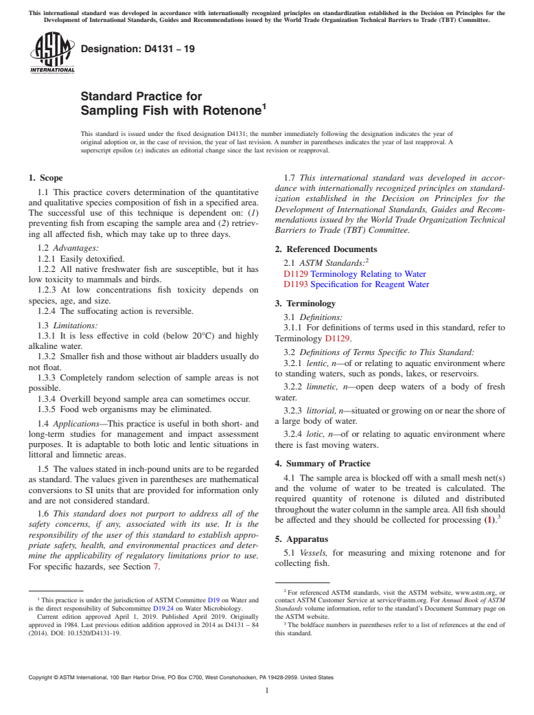 ASTM D4131-19 - Standard Practice for  Sampling Fish with Rotenone