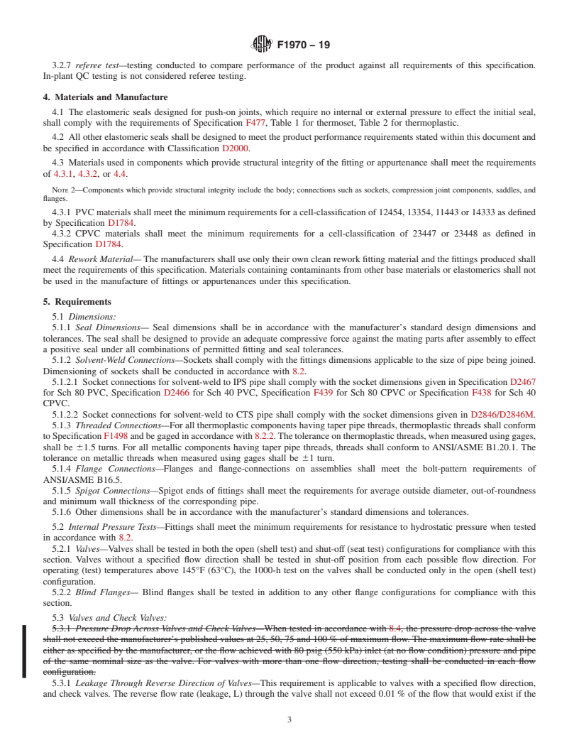 REDLINE ASTM F1970-19 - Standard Specification for  Special Engineered Fittings, Appurtenances or Valves for use  in Poly  (Vinyl Chloride) (PVC) or Chlorinated Poly (Vinyl Chloride)  (CPVC) Systems