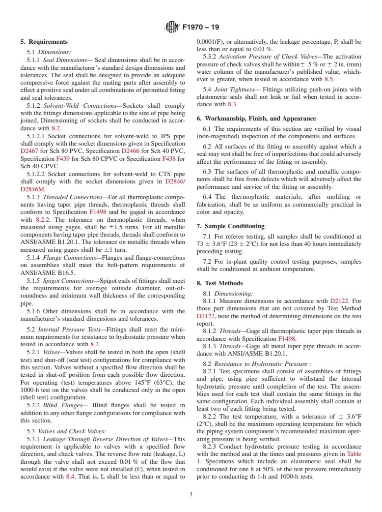 ASTM F1970-19 - Standard Specification for  Special Engineered Fittings, Appurtenances or Valves for use  in Poly  (Vinyl Chloride) (PVC) or Chlorinated Poly (Vinyl Chloride)  (CPVC) Systems