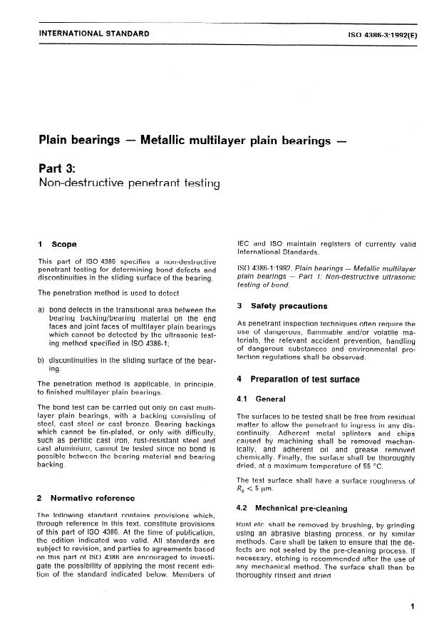 ISO 4386-3:1992 - Plain bearings -- Metallic multilayer plain bearings