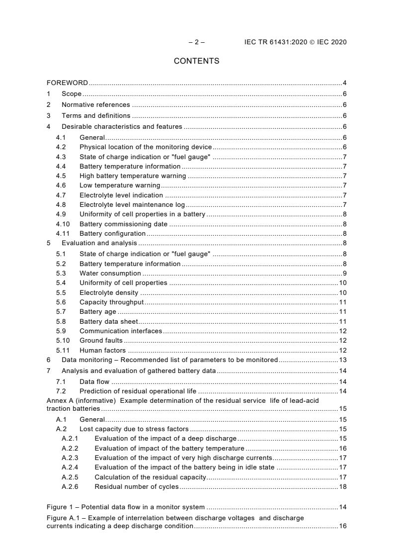 IEC TR 61431:2020 IEC TR 61431:2020 - Guidelines for the use of monitor systems for lead-acid traction batteries - Page 4 preview